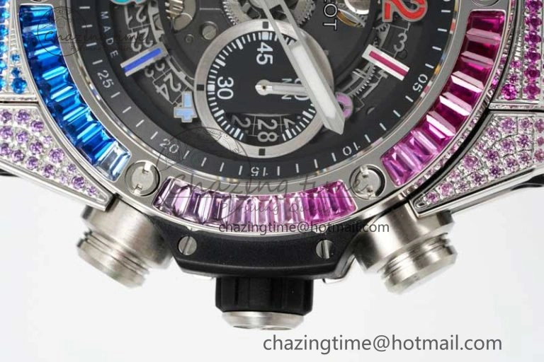 WeatherProof Big Bang Unico Rainbow King SS 45mm ZF 1:1 Best Edition on Rainbow Gummy Strap A 6778