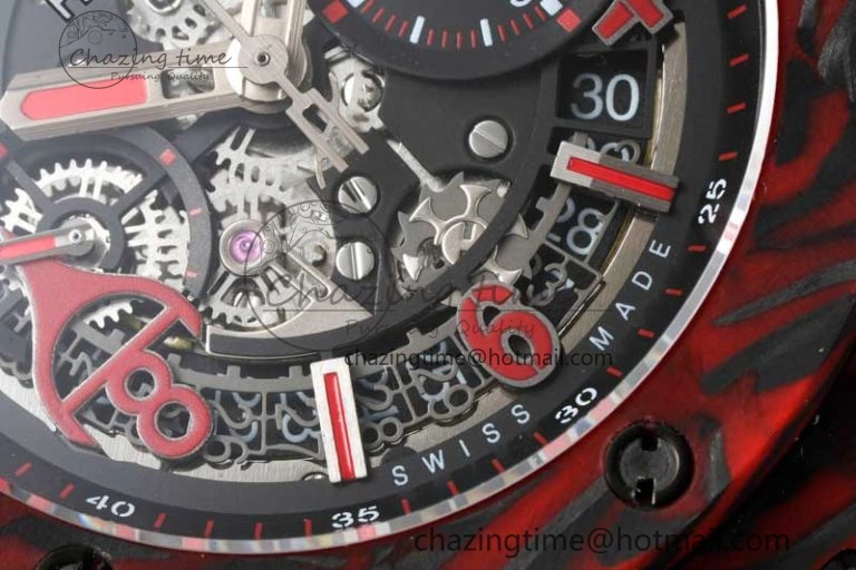 Big Bang Unico Red Carbon TWF Best Edition Skeleton Dial on Black Rubber Strap A HighQuality 6766