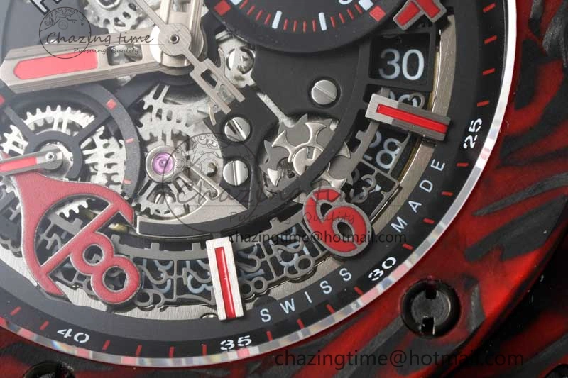 Big Bang Unico Red Carbon TWF Best Edition Skeleton Dial on Black Rubber Strap A HighQuality 6766