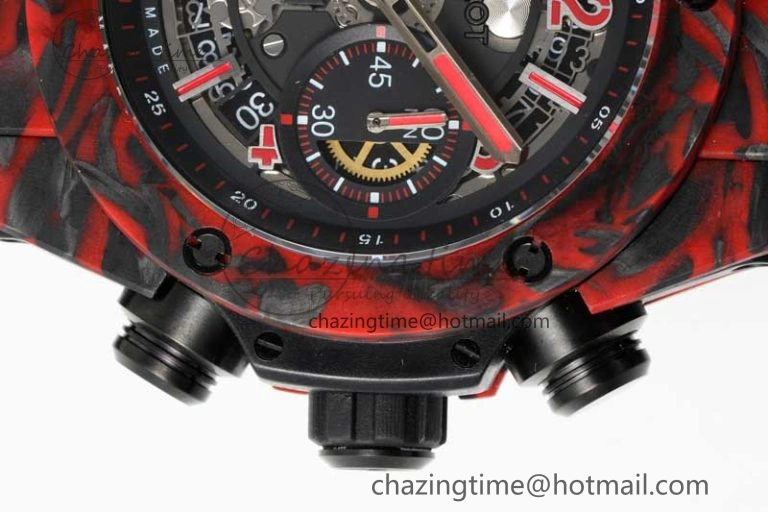 Big Bang Unico Red Carbon TWF Best Edition Skeleton Dial on Black Rubber Strap A HighQuality 6766