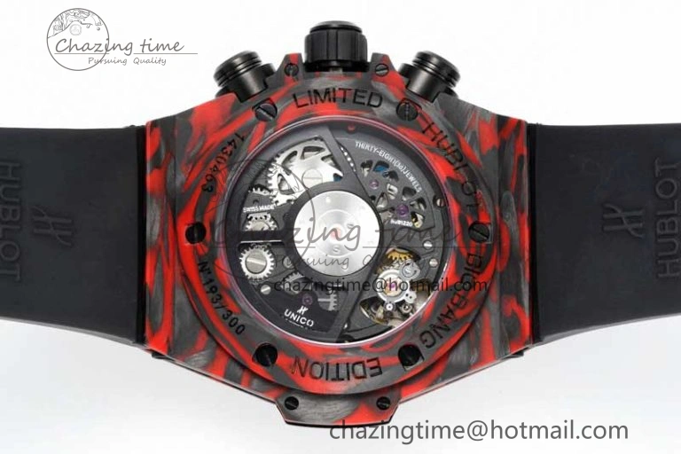 Big Bang Unico Red Carbon TWF Best Edition Skeleton Dial on Black Rubber Strap A HighQuality 6766