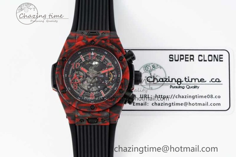 Big Bang Unico Red Carbon TWF Best Edition Skeleton Dial on Black Rubber Strap A HighQuality 6766
