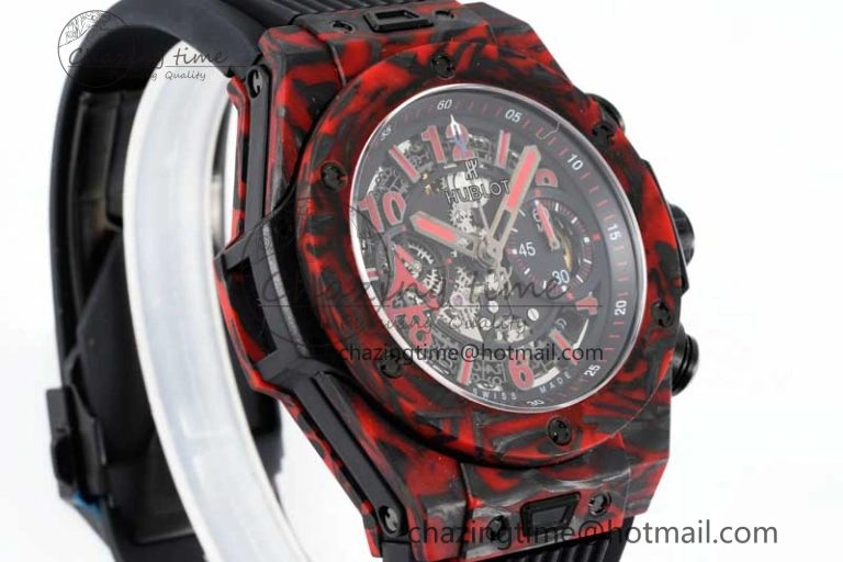 Big Bang Unico Red Carbon TWF Best Edition Skeleton Dial on Black Rubber Strap A HighQuality 6766