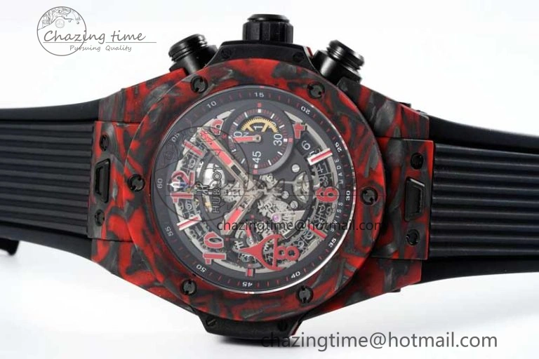 Big Bang Unico Red Carbon TWF Best Edition Skeleton Dial on Black Rubber Strap A HighQuality 6766