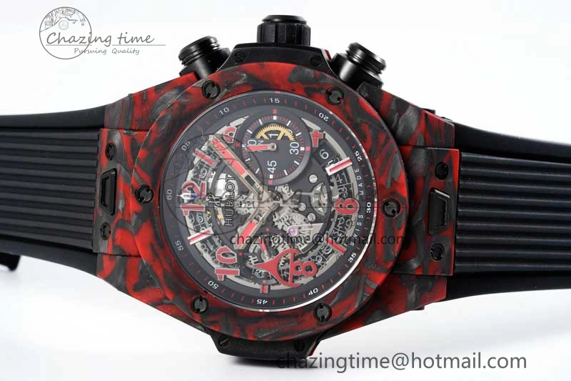 Big Bang Unico Red Carbon TWF Best Edition Skeleton Dial on Black Rubber Strap A HighQuality 6766