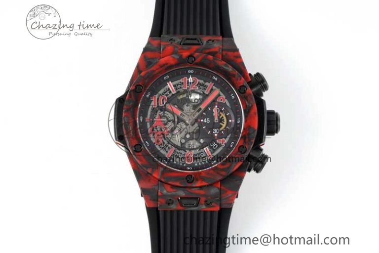 Big Bang Unico Red Carbon TWF Best Edition Skeleton Dial on Black Rubber Strap A HighQuality 6766