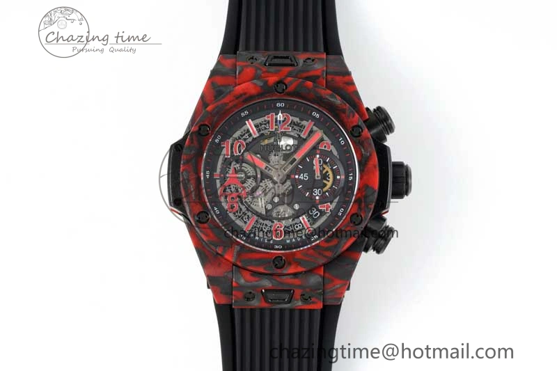 Big Bang Unico Red Carbon TWF Best Edition Skeleton Dial on Black Rubber Strap A HighQuality 6766