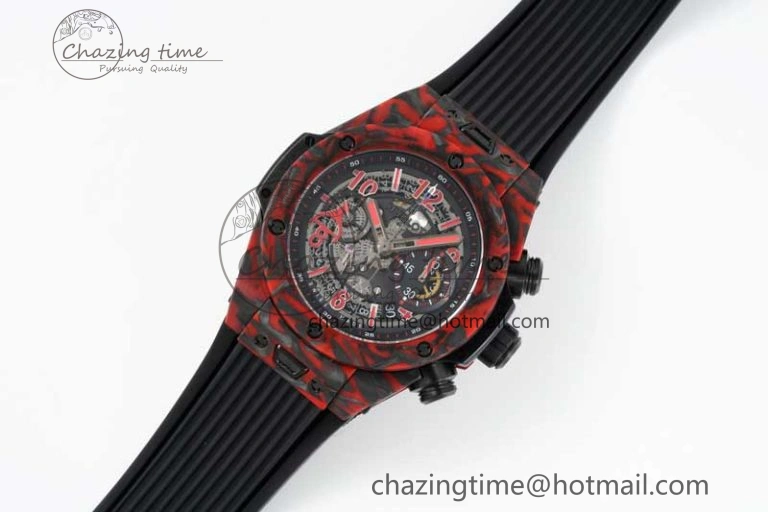 Big Bang Unico Red Carbon TWF Best Edition Skeleton Dial on Black Rubber Strap A HighQuality 6766