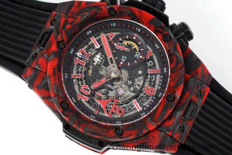Big Bang Unico Red Carbon TWF Best Edition Skeleton Dial on Black Rubber Strap A HighQuality 6766