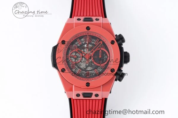 Big Bang Unico Red Magic Ceramic BBF 1:1 Best Edition Skeleton Dial on Red Rubber Strap A Breathable 6753