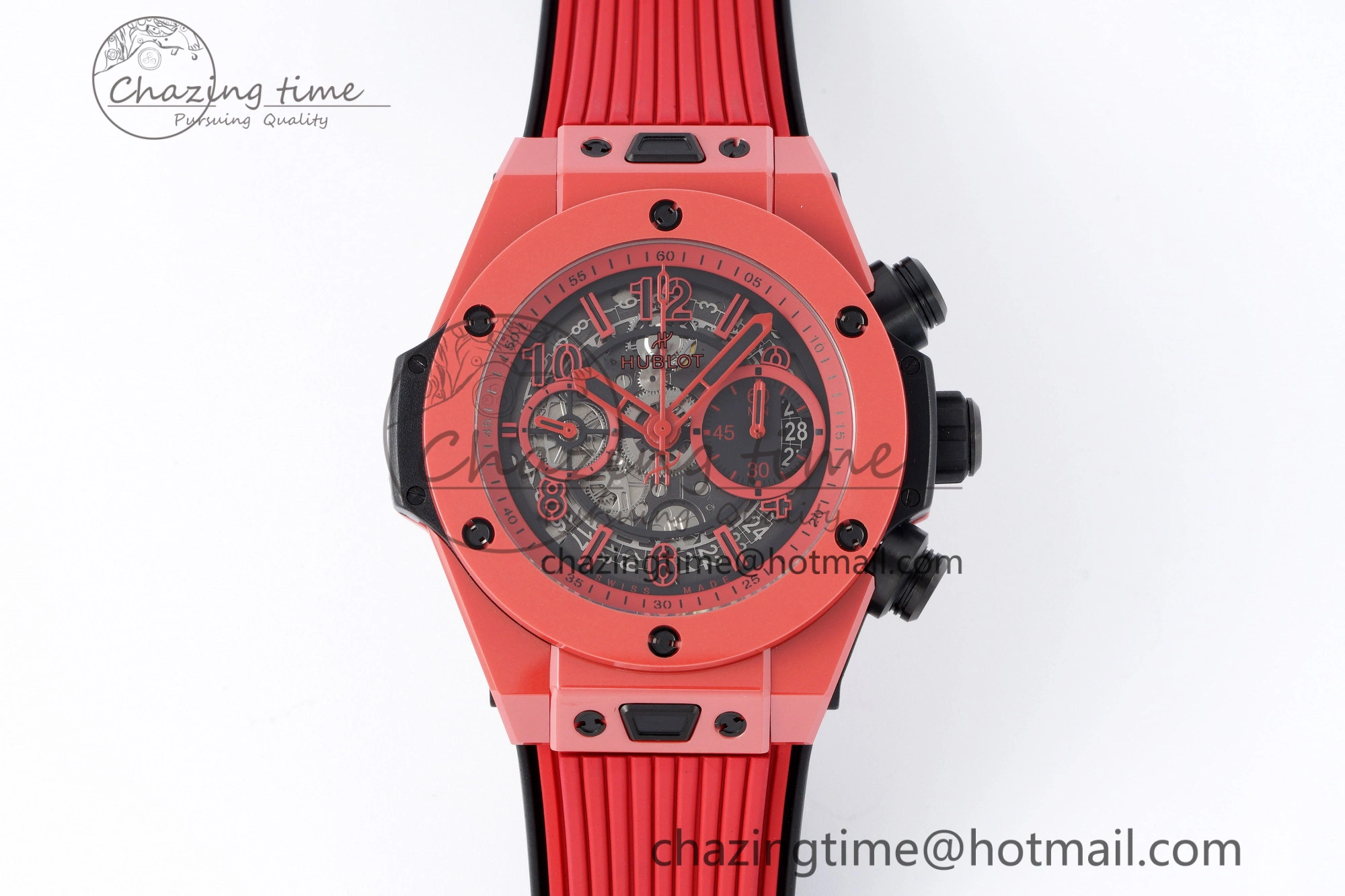Big Bang Unico Red Magic Ceramic BBF 1:1 Best Edition Skeleton Dial on Red Rubber Strap A Breathable 6753