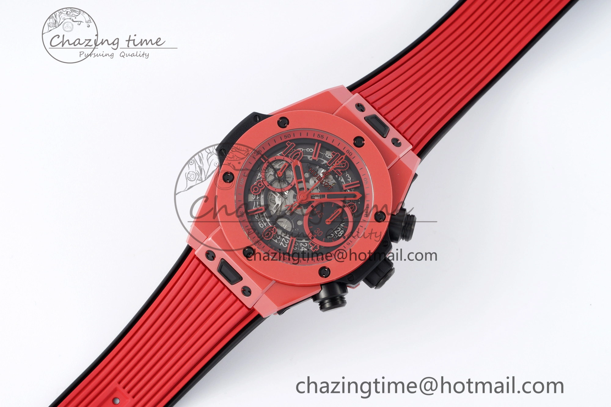 Big Bang Unico Red Magic Ceramic BBF 1:1 Best Edition Skeleton Dial on Red Rubber Strap A Breathable 6753
