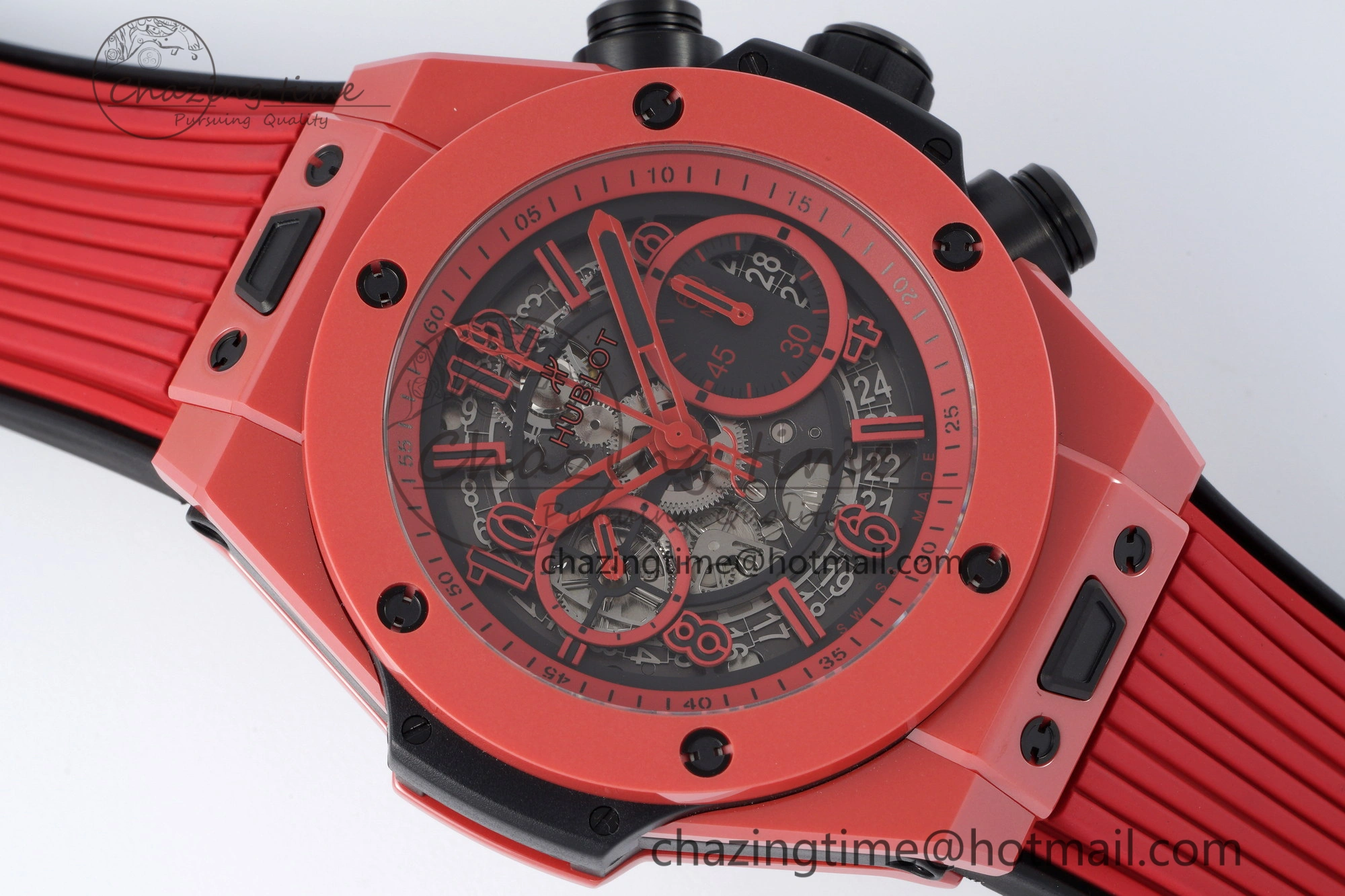 Big Bang Unico Red Magic Ceramic BBF 1:1 Best Edition Skeleton Dial on Red Rubber Strap A Breathable 6753