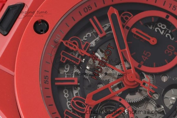 Big Bang Unico Red Magic Ceramic BBF 1:1 Best Edition Skeleton Dial on Red Rubber Strap A Breathable 6753