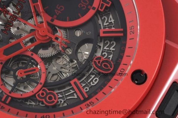 Big Bang Unico Red Magic Ceramic BBF 1:1 Best Edition Skeleton Dial on Red Rubber Strap A Breathable 6753