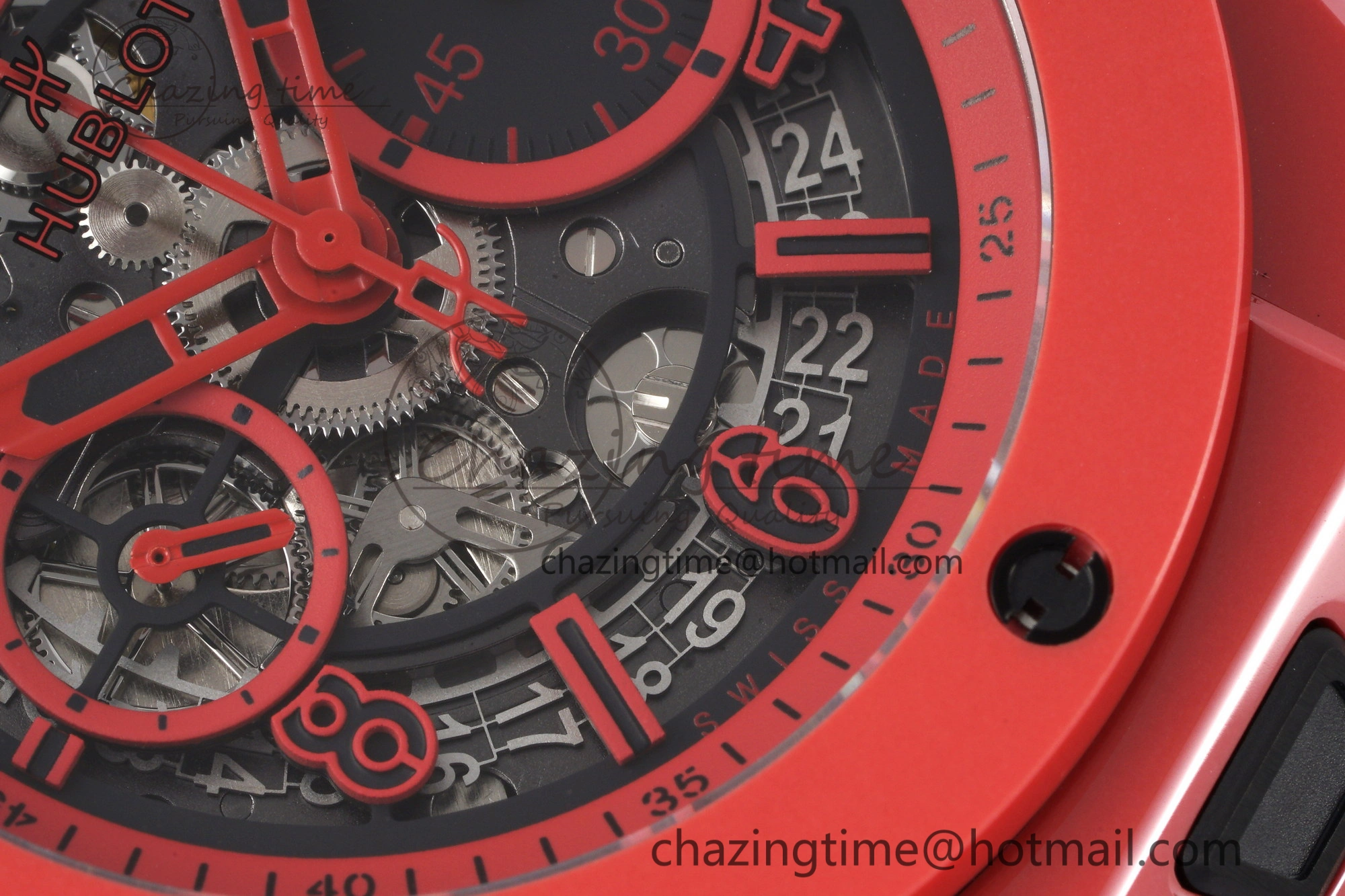 Big Bang Unico Red Magic Ceramic BBF 1:1 Best Edition Skeleton Dial on Red Rubber Strap A Breathable 6753