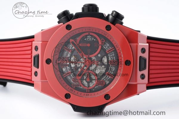 Big Bang Unico Red Magic Ceramic BBF 1:1 Best Edition Skeleton Dial on Red Rubber Strap A Breathable 6753