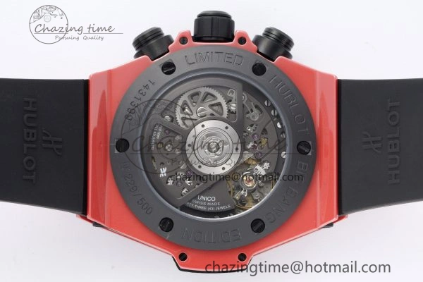 Big Bang Unico Red Magic Ceramic BBF 1:1 Best Edition Skeleton Dial on Red Rubber Strap A Breathable 6753