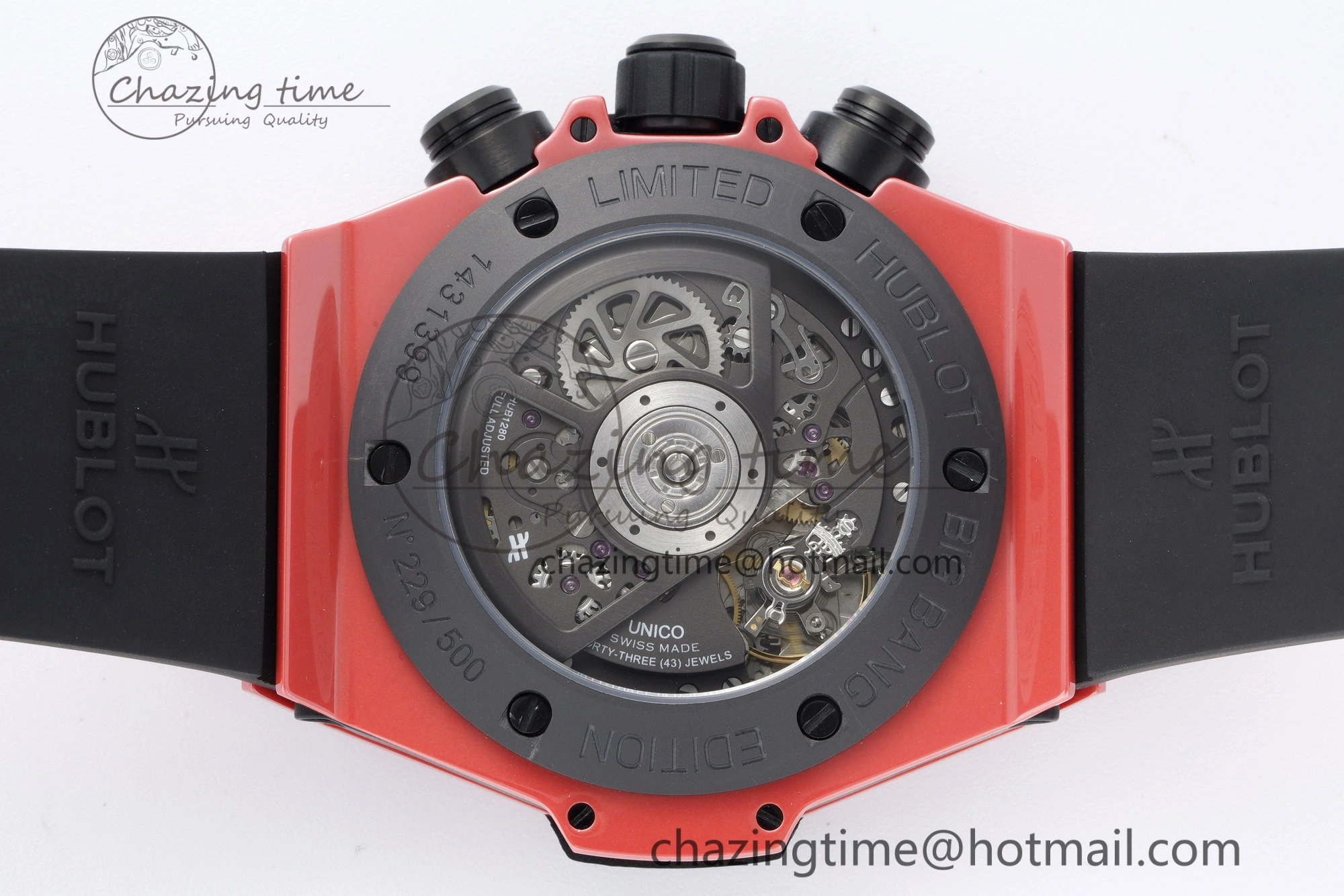 Big Bang Unico Red Magic Ceramic BBF 1:1 Best Edition Skeleton Dial on Red Rubber Strap A Breathable 6753
