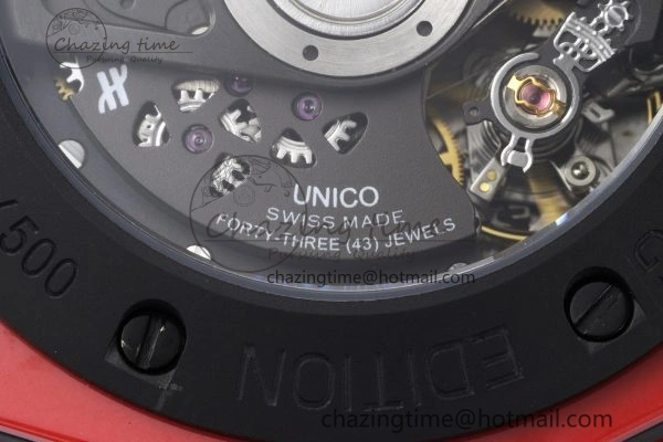 Big Bang Unico Red Magic Ceramic BBF 1:1 Best Edition Skeleton Dial on Red Rubber Strap A Breathable 6753