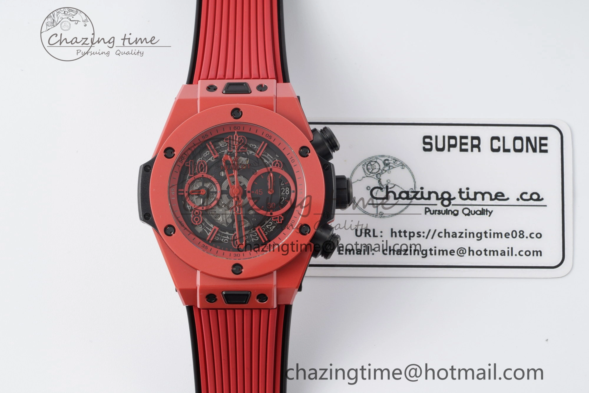 Big Bang Unico Red Magic Ceramic BBF 1:1 Best Edition Skeleton Dial on Red Rubber Strap A Breathable 6753