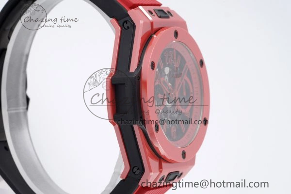 Big Bang Unico Red Magic Ceramic BBF 1:1 Best Edition Skeleton Dial on Red Rubber Strap A Breathable 6753