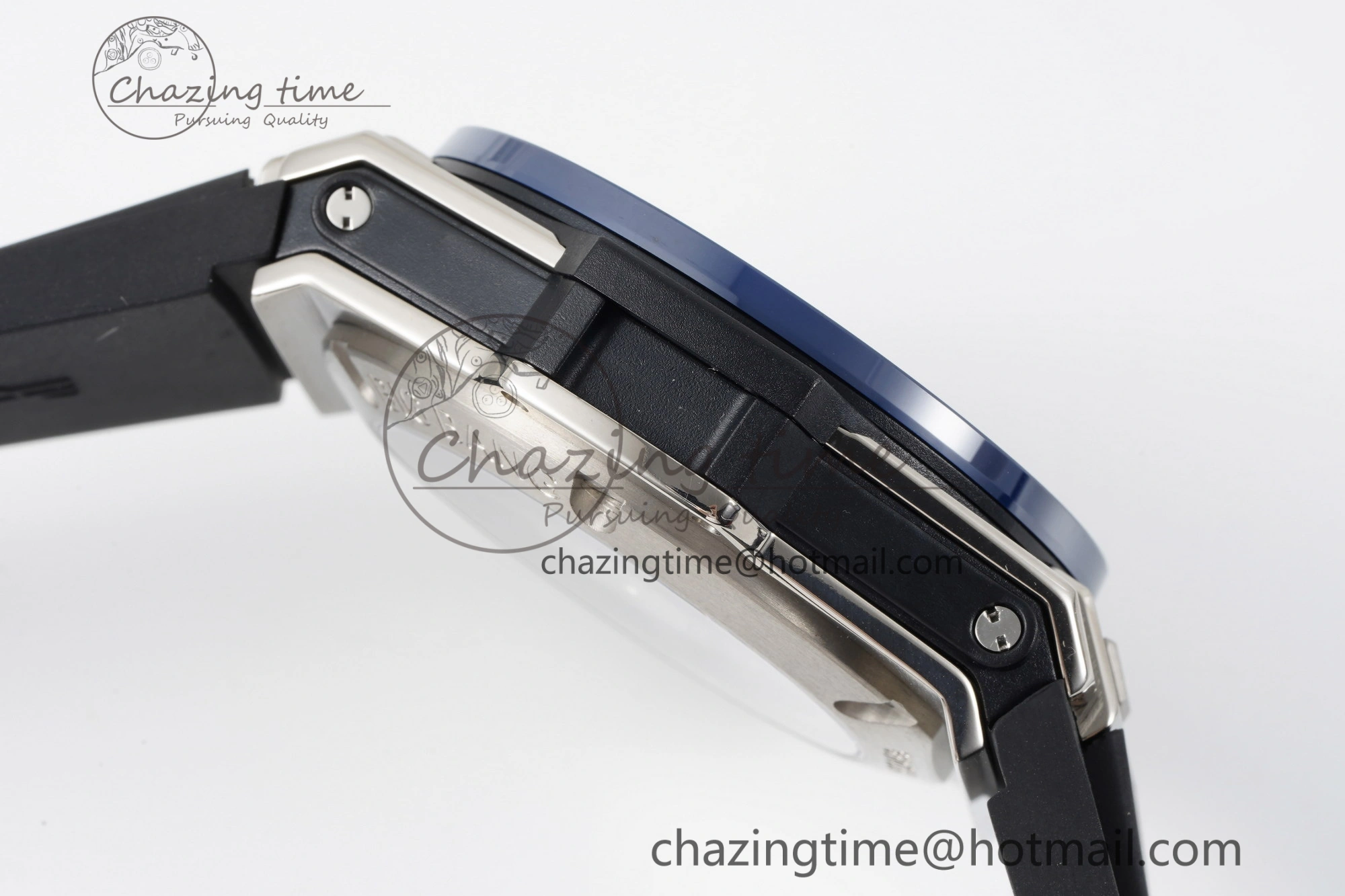 Big Bang Unico SS 45mm BBF 1:1 Best Edition Blue Ceramic Bezel Skeleton Dial on Black Rubber Strap A FreshLook 6758