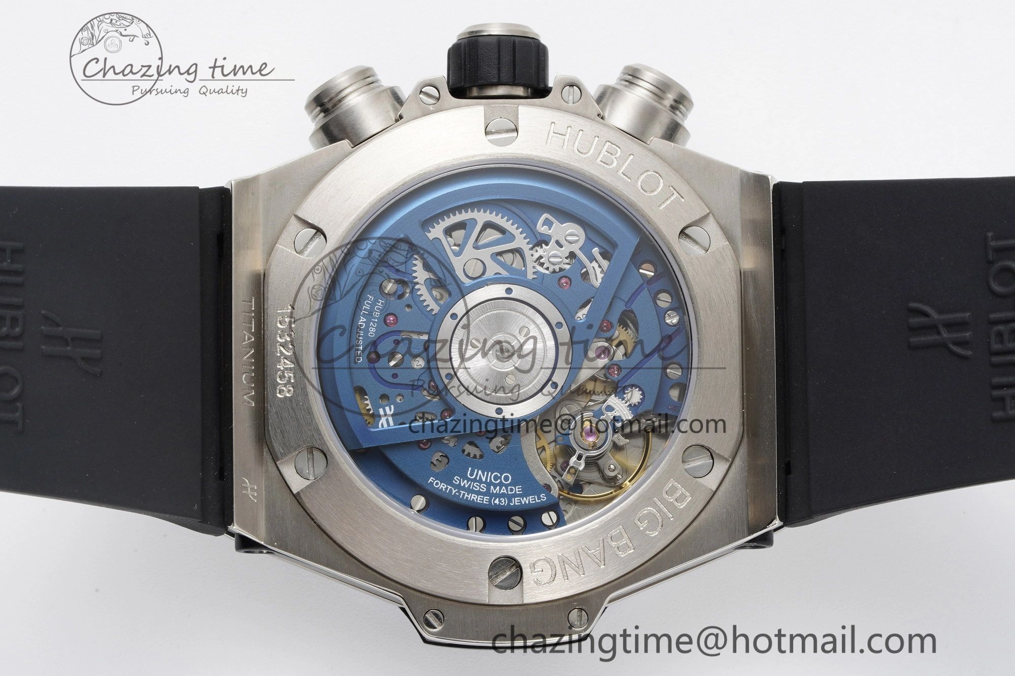 Big Bang Unico SS 45mm BBF 1:1 Best Edition Blue Ceramic Bezel Skeleton Dial on Black Rubber Strap A FreshLook 6758