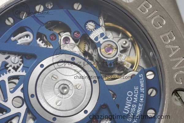 Big Bang Unico SS 45mm BBF 1:1 Best Edition Blue Ceramic Bezel Skeleton Dial on Black Rubber Strap A FreshLook 6758