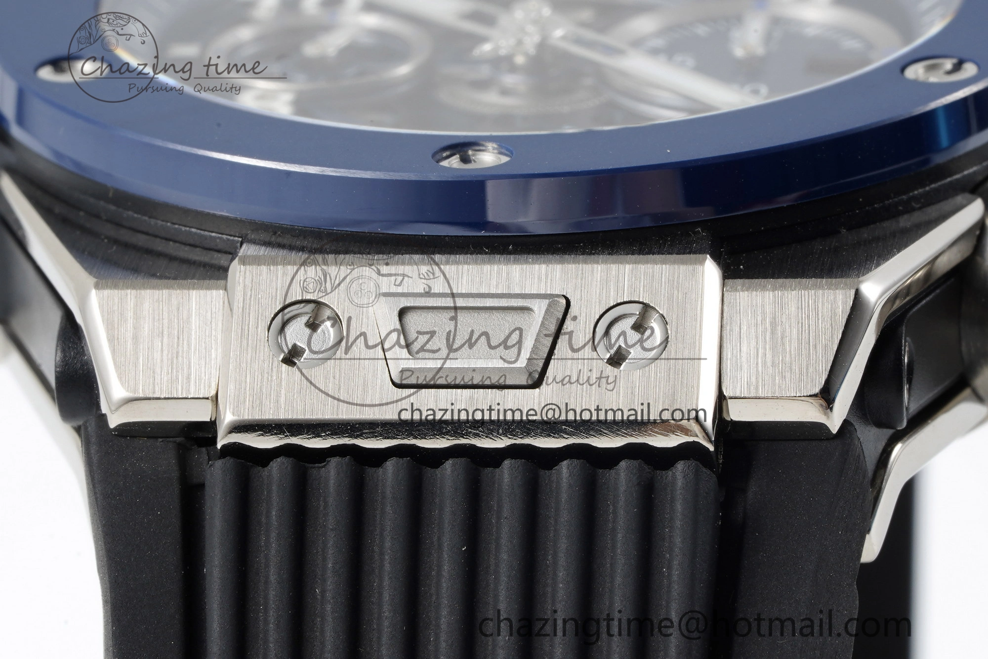 Big Bang Unico SS 45mm BBF 1:1 Best Edition Blue Ceramic Bezel Skeleton Dial on Black Rubber Strap A FreshLook 6758