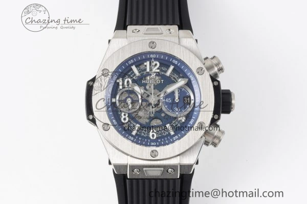Big Bang Unico SS 45mm BBF 1:1 Best Edition Skeleton Dial on Black Rubber Strap A Soft 6756