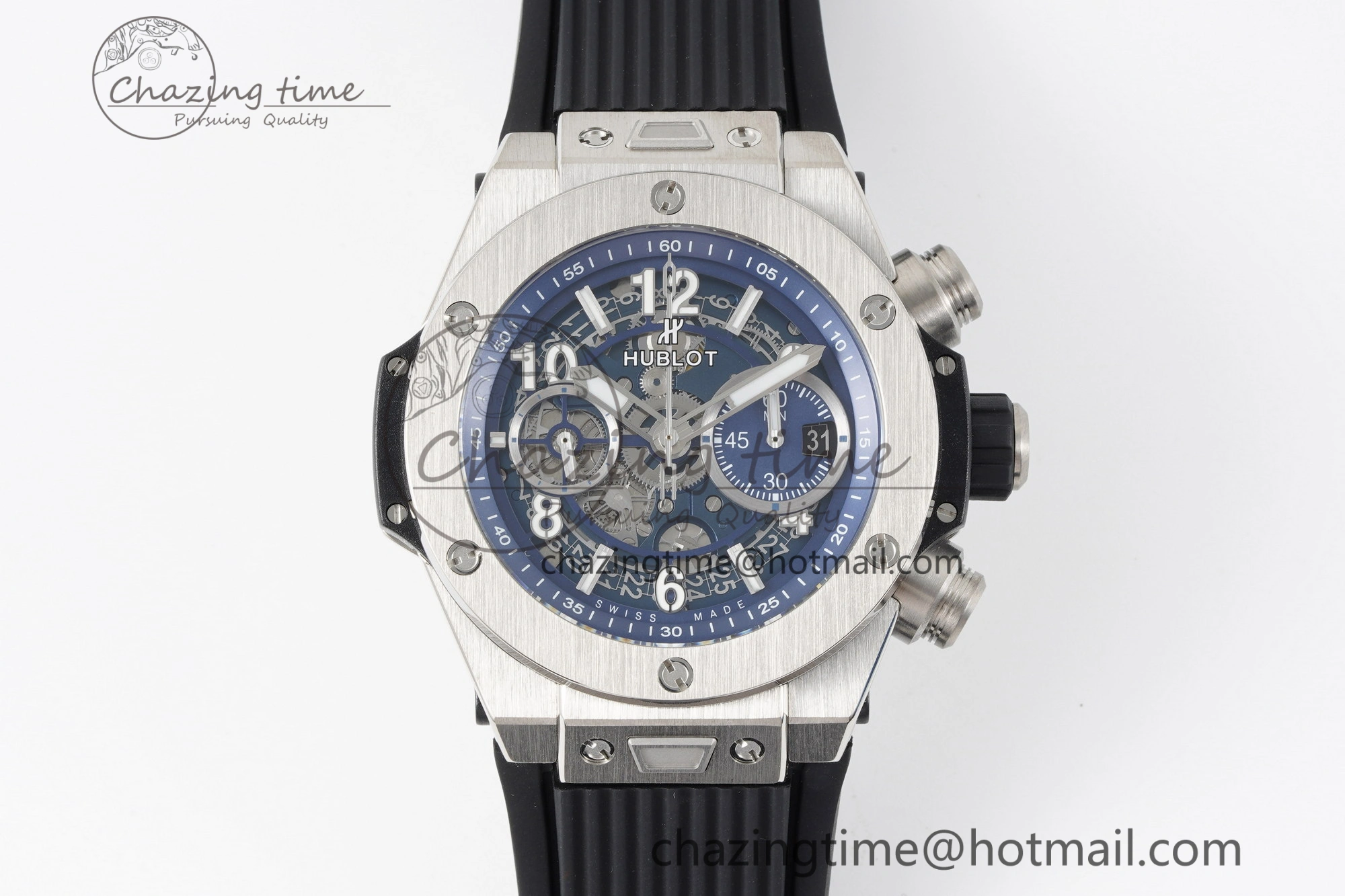 Big Bang Unico SS 45mm BBF 1:1 Best Edition Skeleton Dial on Black Rubber Strap A Soft 6756