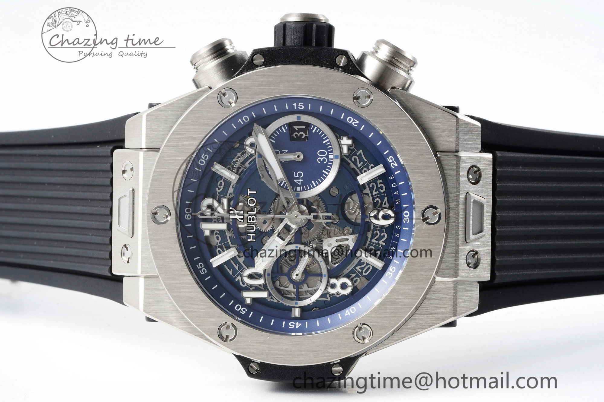 Big Bang Unico SS 45mm BBF 1:1 Best Edition Skeleton Dial on Black Rubber Strap A Soft 6756