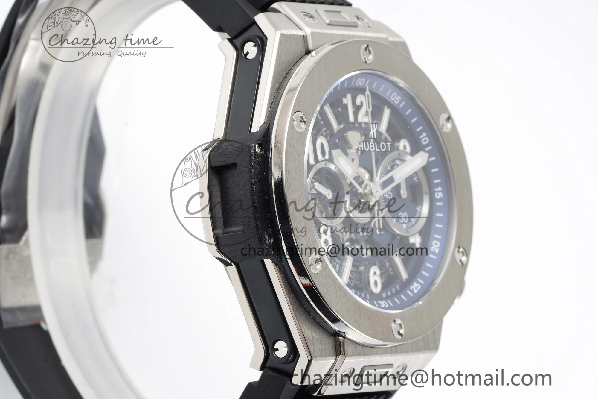 Big Bang Unico SS 45mm BBF 1:1 Best Edition Skeleton Dial on Black Rubber Strap A Soft 6756