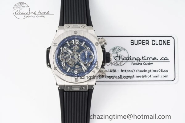 Big Bang Unico SS 45mm BBF 1:1 Best Edition Skeleton Dial on Black Rubber Strap A Soft 6756