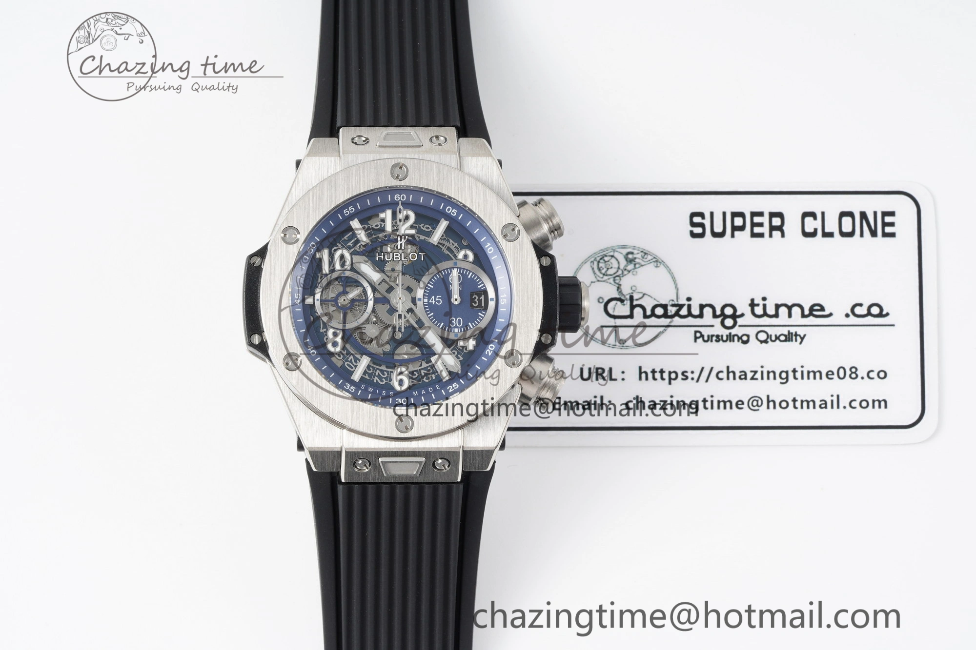 Big Bang Unico SS 45mm BBF 1:1 Best Edition Skeleton Dial on Black Rubber Strap A Soft 6756