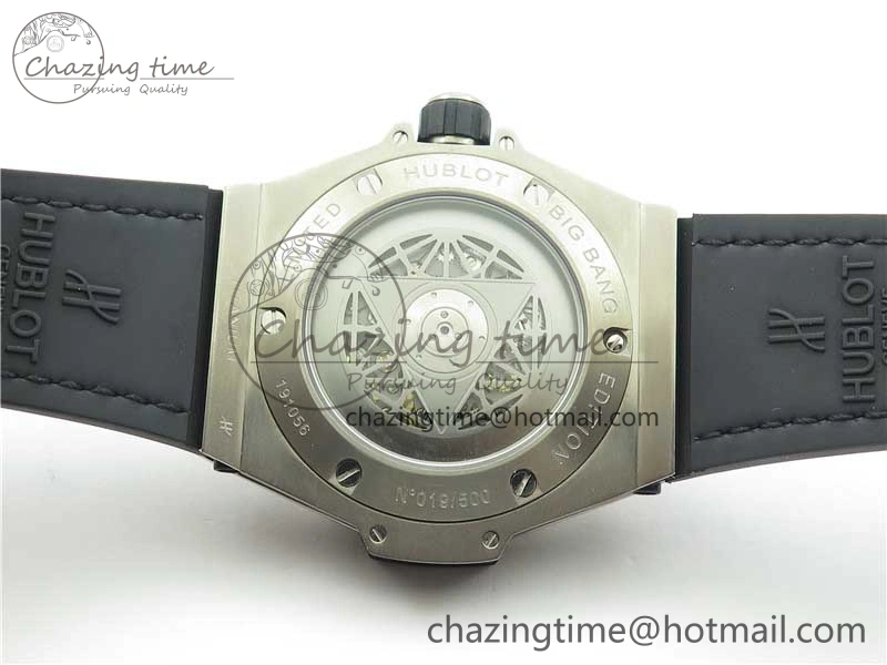 Timeless Big Bang Unico Sang Bleu Titanium HBF Skeleton Dial on Black Gummy Strap HUB 6800
