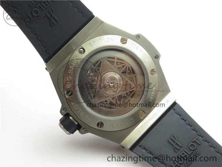 Timeless Big Bang Unico Sang Bleu Titanium HBF Skeleton Dial on Black Gummy Strap HUB 6800