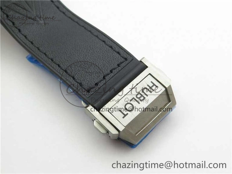 Timeless Big Bang Unico Sang Bleu Titanium HBF Skeleton Dial on Black Gummy Strap HUB 6800