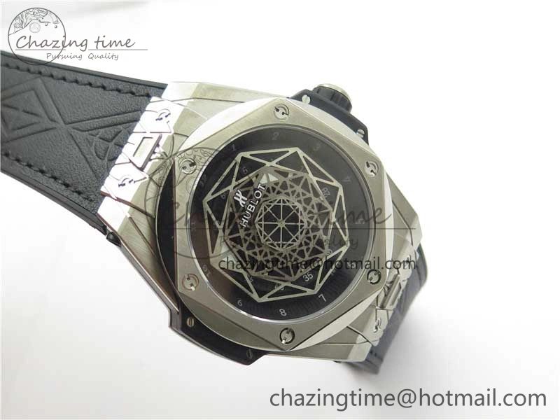 Timeless Big Bang Unico Sang Bleu Titanium HBF Skeleton Dial on Black Gummy Strap HUB 6800