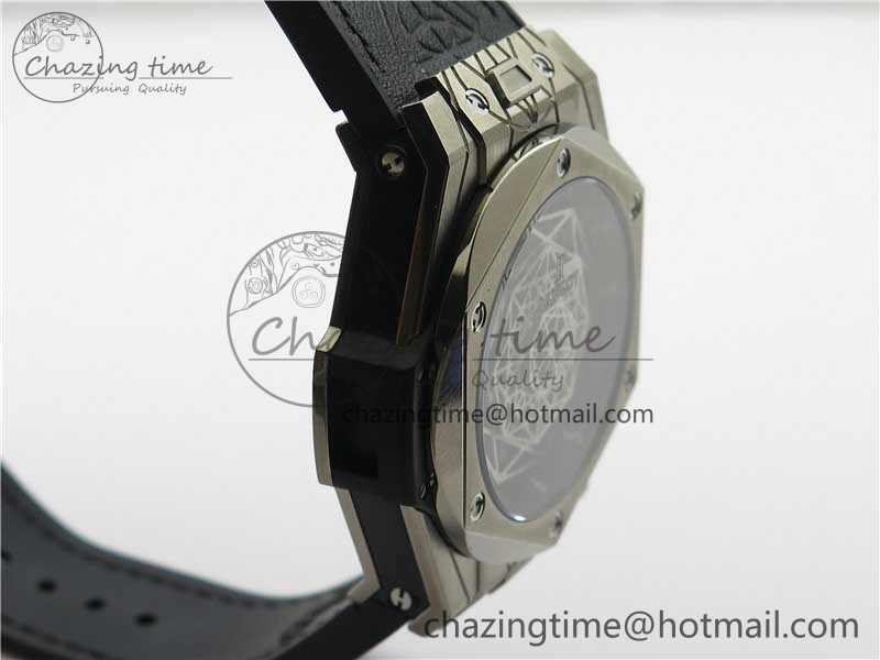 Timeless Big Bang Unico Sang Bleu Titanium HBF Skeleton Dial on Black Gummy Strap HUB 6800