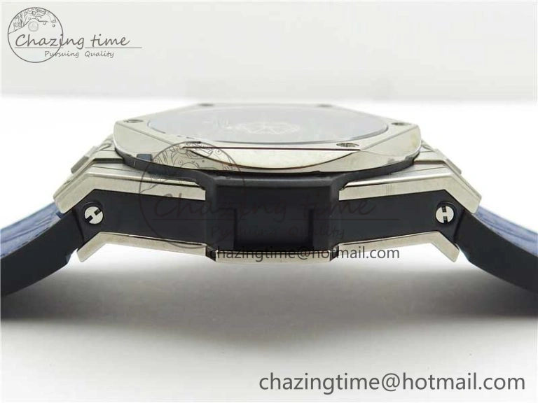 Big Bang Unico Sang Bleu Titanium HBF Skeleton Dial on Blue Gummy Strap HUB TopPick 6801