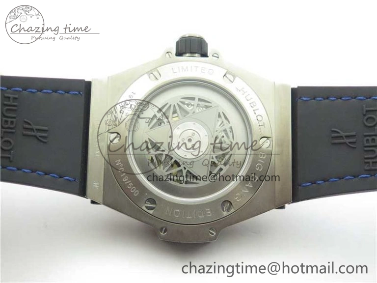 Big Bang Unico Sang Bleu Titanium HBF Skeleton Dial on Blue Gummy Strap HUB TopPick 6801