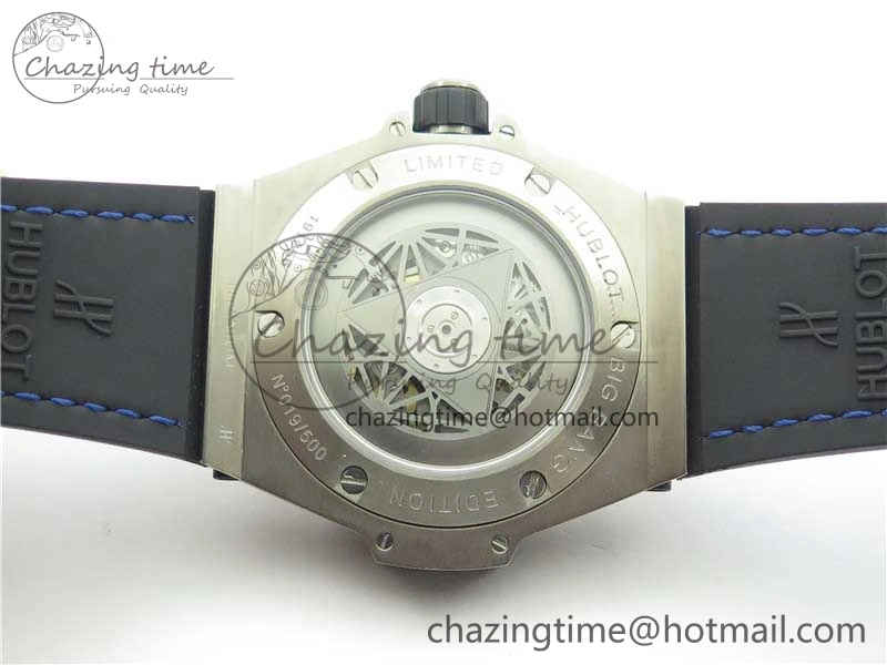 Big Bang Unico Sang Bleu Titanium HBF Skeleton Dial on Blue Gummy Strap HUB TopPick 6801