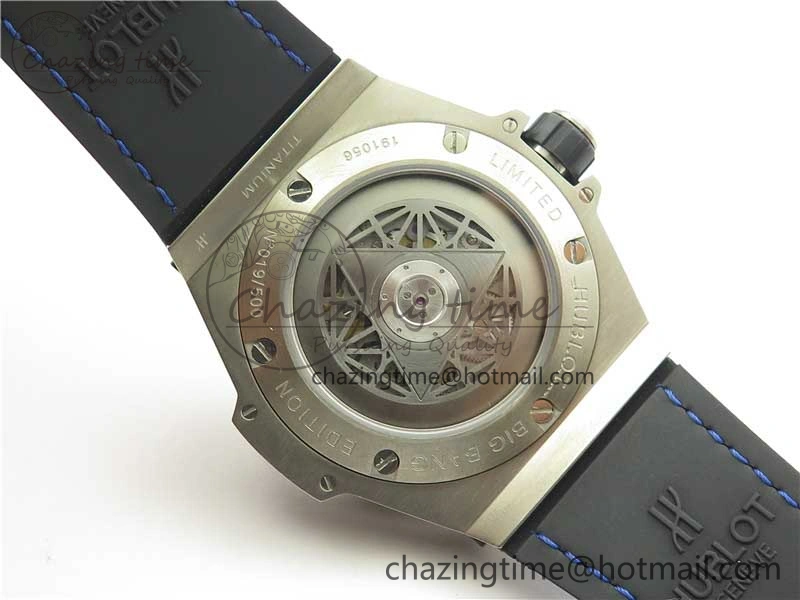 Big Bang Unico Sang Bleu Titanium HBF Skeleton Dial on Blue Gummy Strap HUB TopPick 6801