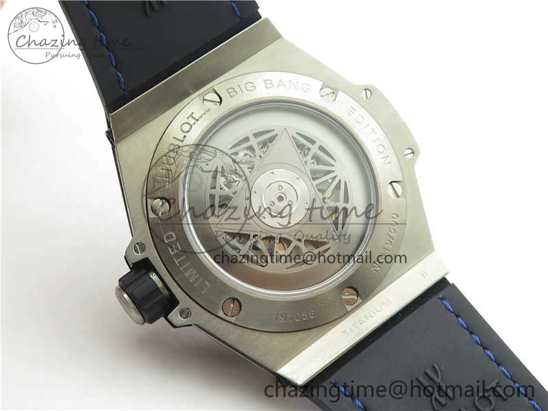 Big Bang Unico Sang Bleu Titanium HBF Skeleton Dial on Blue Gummy Strap HUB TopPick 6801