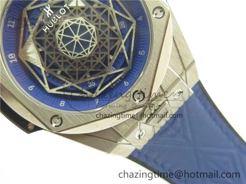 Big Bang Unico Sang Bleu Titanium HBF Skeleton Dial on Blue Gummy Strap HUB TopPick 6801