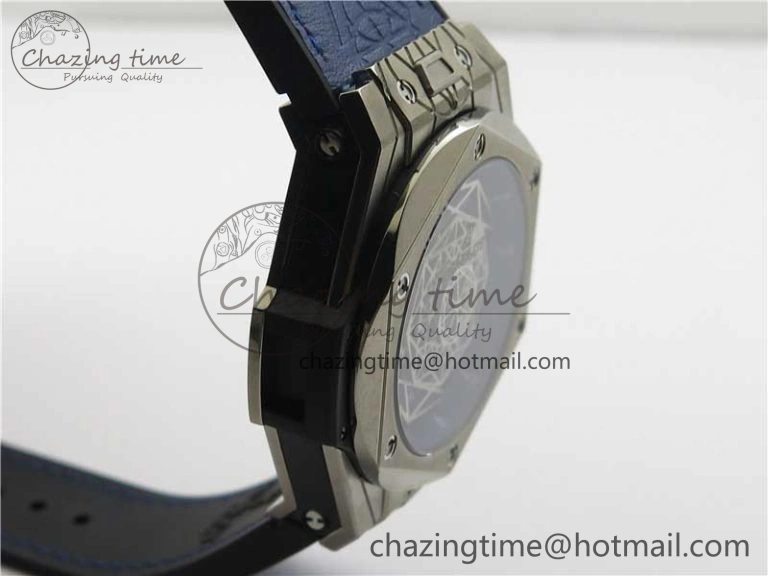 Big Bang Unico Sang Bleu Titanium HBF Skeleton Dial on Blue Gummy Strap HUB TopPick 6801
