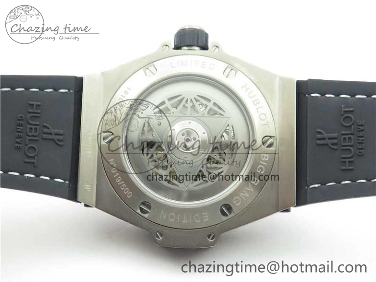Big Bang Unico Sang Bleu Titanium HBF Skeleton Dial on White Gummy Strap HUB ComfortFit 6803