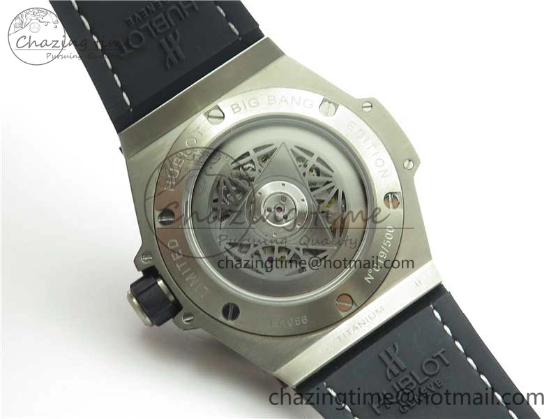 Big Bang Unico Sang Bleu Titanium HBF Skeleton Dial on White Gummy Strap HUB ComfortFit 6803
